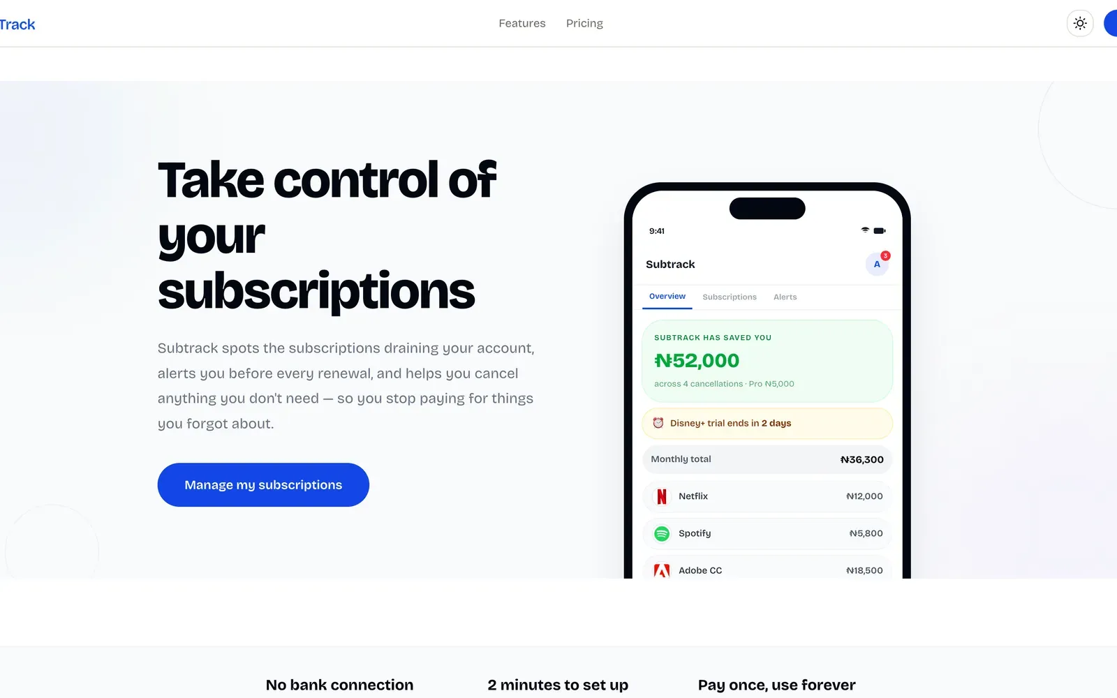 Subtrack — using the typeface